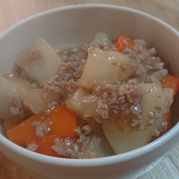 圧力鍋で!大根と人参の旨味たっぷりなひき肉あんかけ